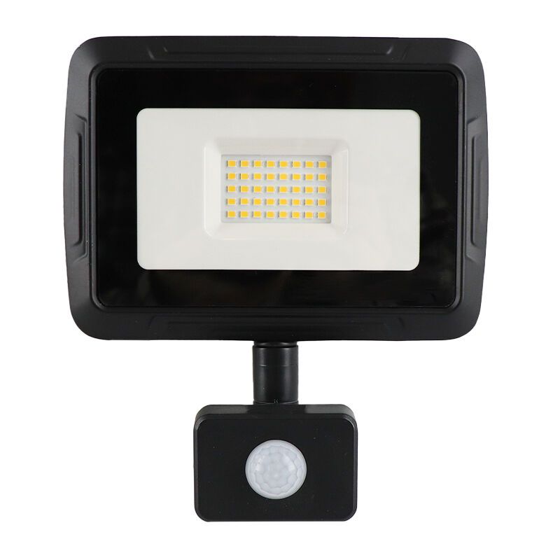 Zwarte LED schijnwerper met sensor Miro, 30W, 3000K