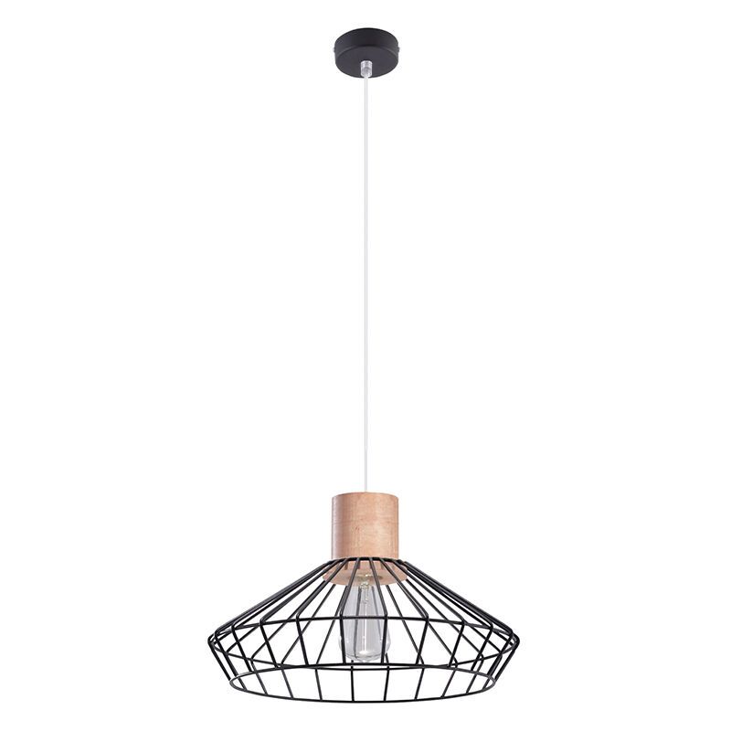 Landelijke hanglamp Gesina, zwart, hout