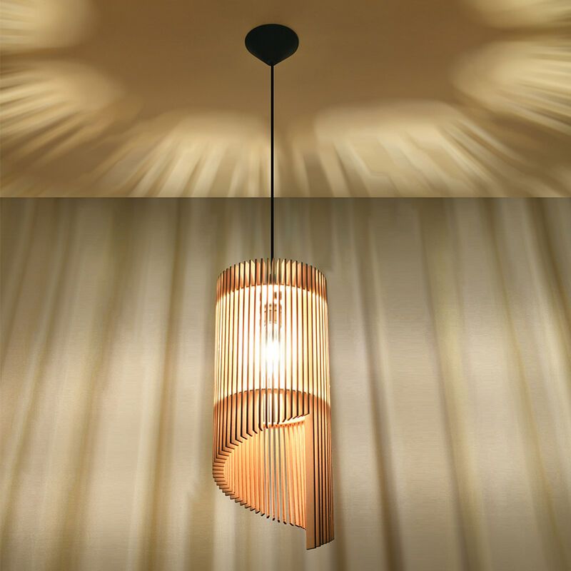 Landelijke hanglamp Guiseppe, bruin, hout