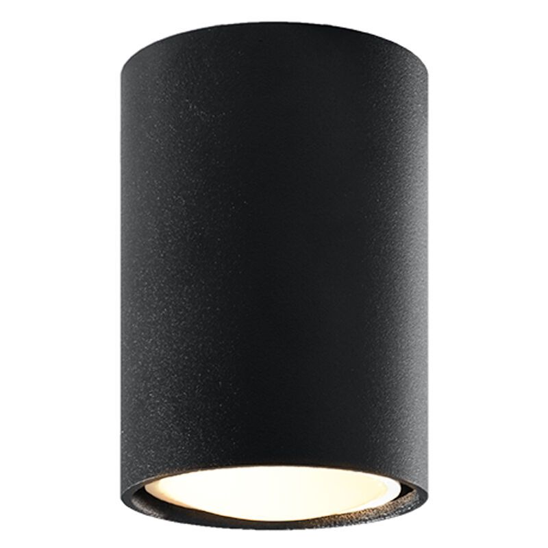 Zwarte opbouwspot Harley, aluminium, 10 cm