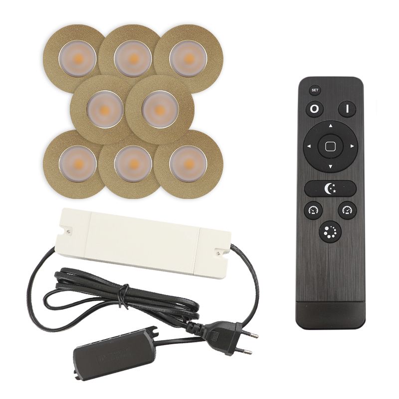 8 messing veranda inbouwspots Dico, IP65, incl. aansluitset en afstandbediening 8 messing veranda inbouwspots Dico, IP65, incl. aansluitset en afstandbediening