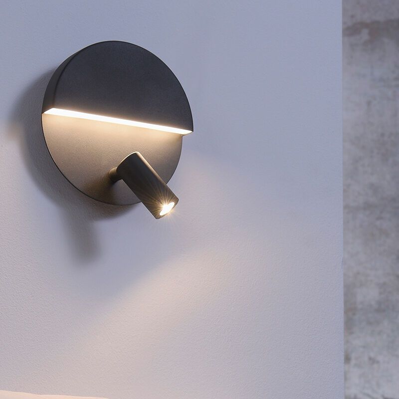 Zwarte wandlamp design, Solo, 6W, 3000K LED, met schakelaar