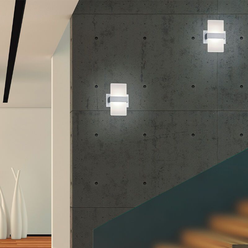 Grijze up down wandlamp, Leontien, 4,3W, 3000K LED, met schakelaar