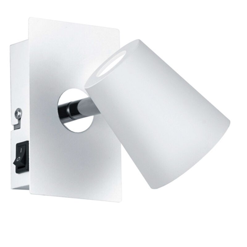 Witte wandspot glas, Laysha, 6W, 3000K LED, met schakelaar