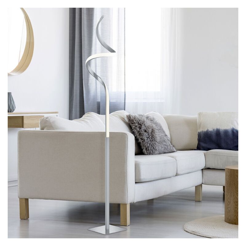 Nikkelen vloerlamp modern, Aby, 11W, 3000K LED, met touchdimmer Nikkelen vloerlamp modern, Aby, 11W, 3000K LED, met touchdimmer