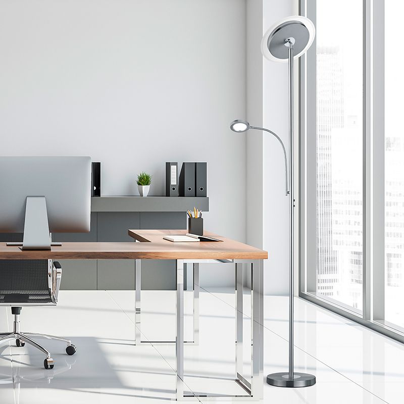 Nikkelen vloerlamp modern, Benny, 18W, 3000K LED, met touchdimmer