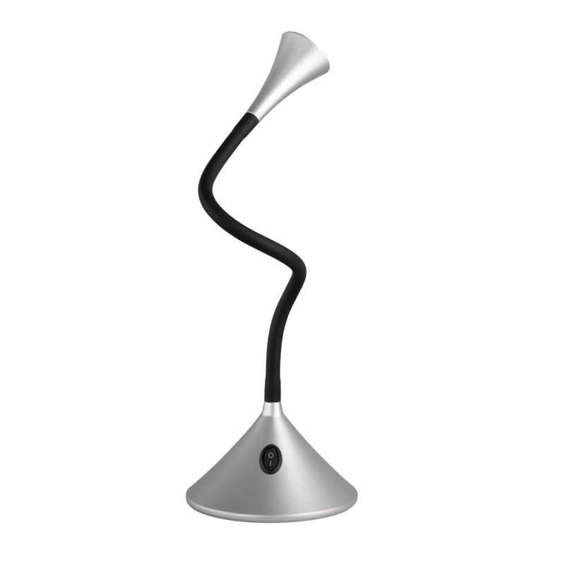Zilveren bureaulamp modern, Yelaisa, 3W, 3000K LED, met schakelaar Zilveren bureaulamp modern, Yelaisa, 3W, 3000K LED, met schakelaar