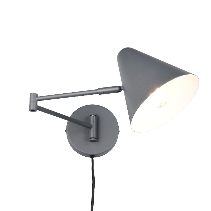 Antraciete wandlamp modern, Jille, met schakelaar Antraciete wandlamp modern, Jille, met schakelaar