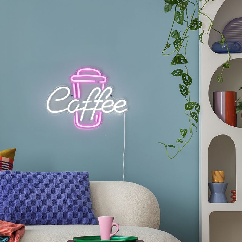 Kunststof wandlamp, Coffee, 5W, roze LED, met schakelaar