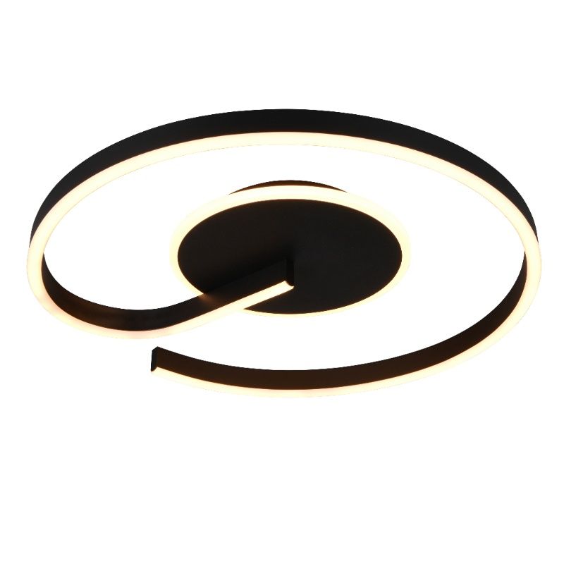 Zwarte plafondlamp design, Ymer, 21W, white switch LED, 3-staps dimbaar