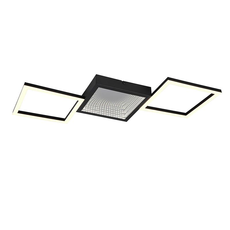 Zwarte plafondlamp design, Gelka, 24W, 3000K LED, 3-staps dimbaar