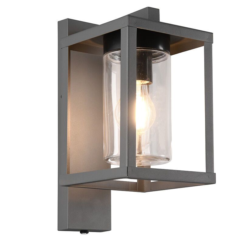 Antraciete buitenlamp met schemersensor Reini, aluminium, modern, IP44 Antraciete buitenlamp met schemersensor Reini, aluminium, modern, IP44