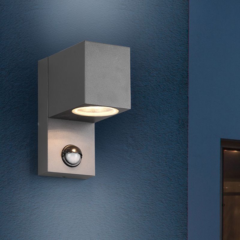 Antraciete buitenlamp met bewegingssensor Laurien, aluminium, modern, IP44 Antraciete buitenlamp met bewegingssensor Laurien, aluminium, modern, IP44