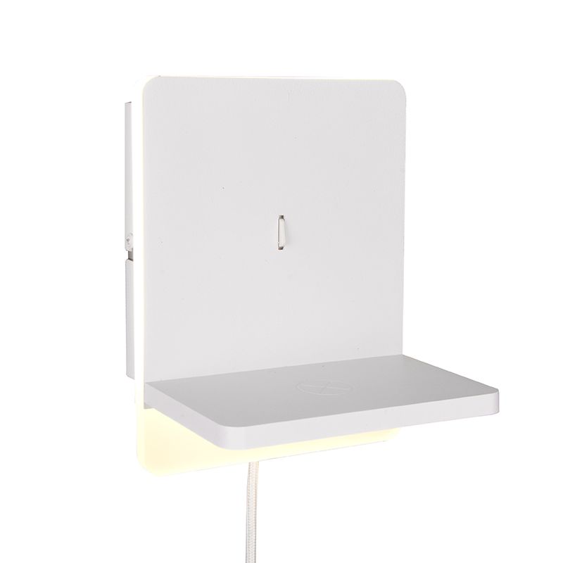 Witte wandlamp modern, Margje, 9W, 3000K LED, met schakelaar Witte wandlamp modern, Margje, 9W, 3000K LED, met schakelaar