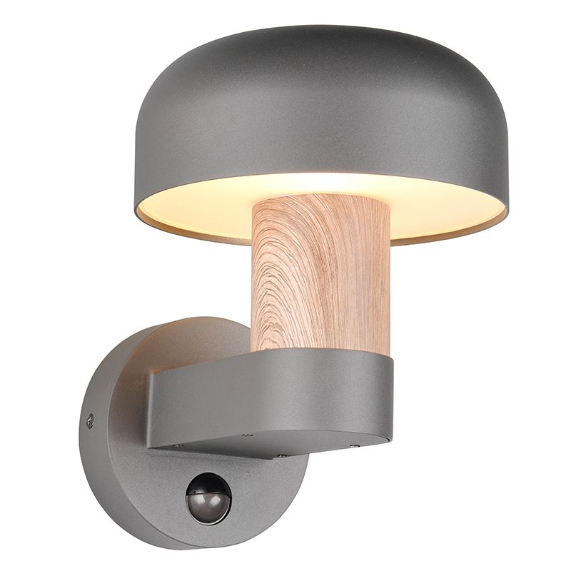 Grijze buiten wandlamp met bewegingssensor modern, Krishna, IP54