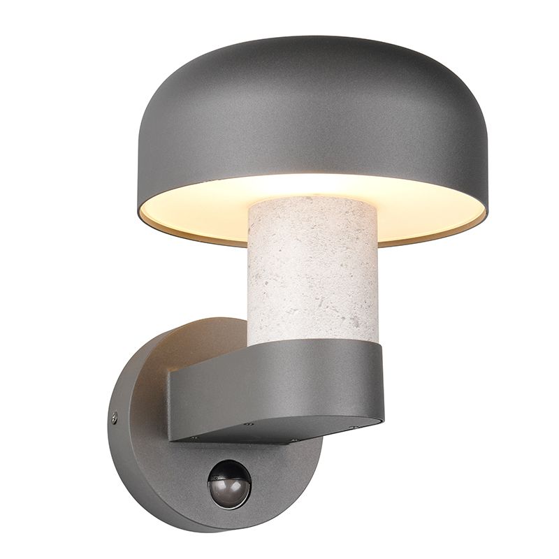 Grijze buiten wandlamp met bewegingssensor modern, Krishna, IP54