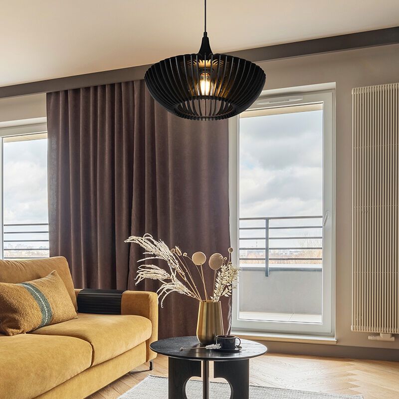 Houten hanglamp zwart, Mirjan Houten hanglamp zwart, Mirjan