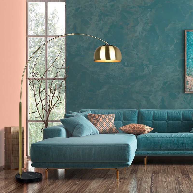 Messing booglamp modern, Myrthe, met schakelaar Messing booglamp modern, Myrthe, met schakelaar