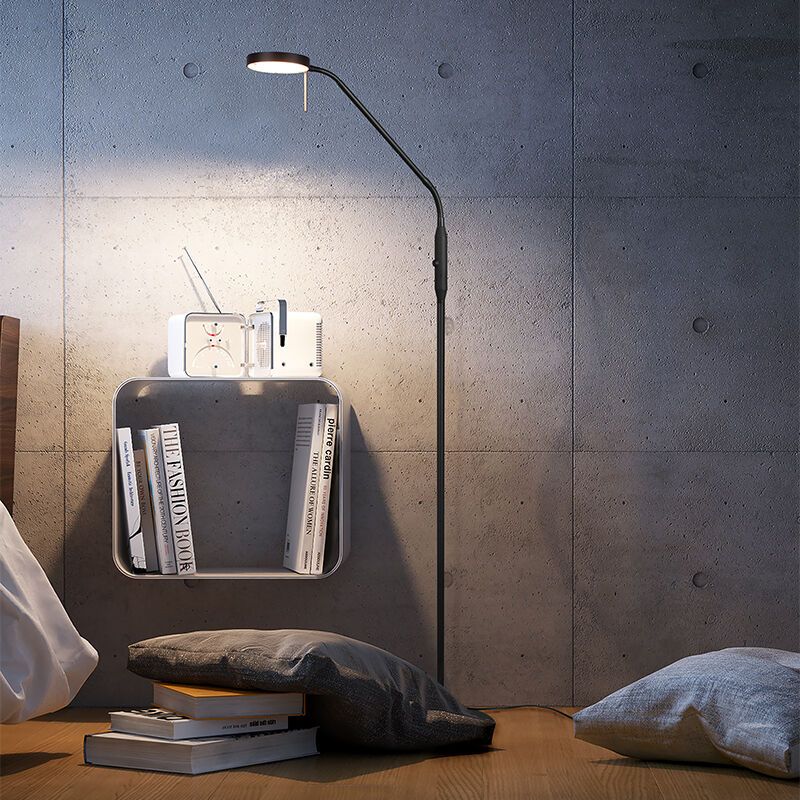 Zwarte staande leeslamp Bilge, metaal, modern, 12w, warm tot koud wit verstelbare LED