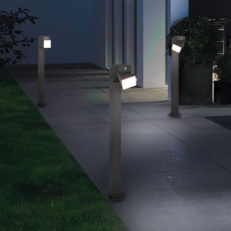 Antraciete staande buitenlamp met bewegingssensor Liron, aluminium, modern, 7w, 3000K LED Antraciete staande buitenlamp met bewegingssensor Liron, aluminium, modern, 7w, 3000K LED