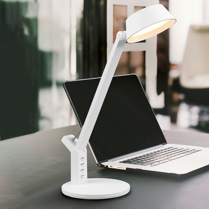 Witte bureaulamp modern, Lindi, 5W, warm tot koud wit verstelbare LED, met touchdimmer Witte bureaulamp modern, Lindi, 5W, warm tot koud wit verstelbare LED, met touchdimmer
