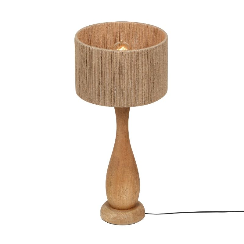 Landelijke tafellamp hout, Mucahit, met schakelaar Landelijke tafellamp hout, Mucahit, met schakelaar