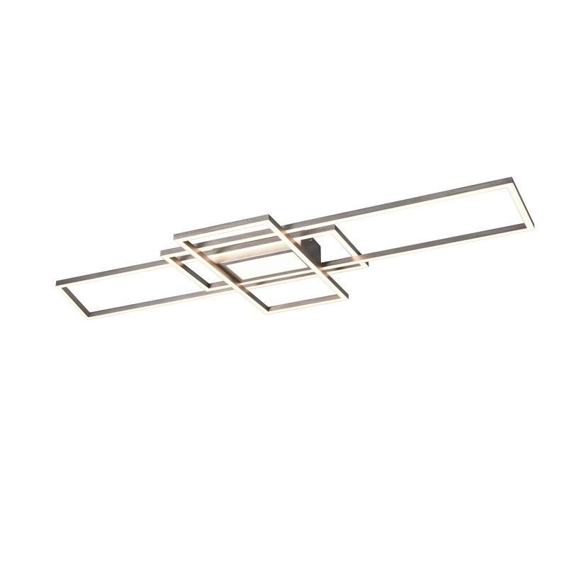 Nikkelen plafonnière modern, Retan, 60W, warm tot koud wit verstelbare LED, met afstandsbediening Nikkelen plafonnière modern, Retan, 60W, warm tot koud wit verstelbare LED, met afstandsbediening