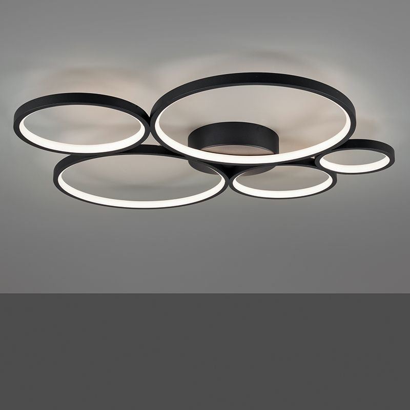 Moderne plafondlamp Robon, warm wit LED licht, zwart