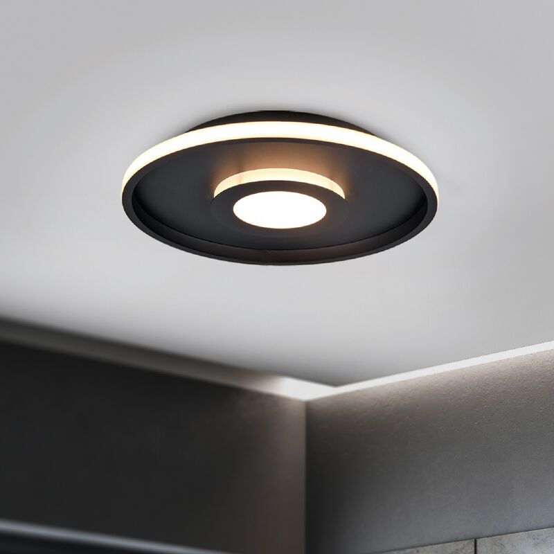 Moderne badkamer plafondlamp Kayla, zwart, metaal, geïntegreerde LED Moderne badkamer plafondlamp Kayla, zwart, metaal, geïntegreerde LED