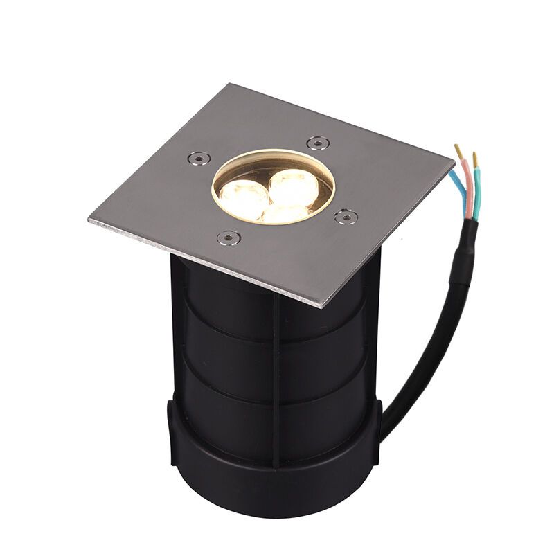 Nikkel grondspot Jabari, metaal, modern, 3 watt, vierkant