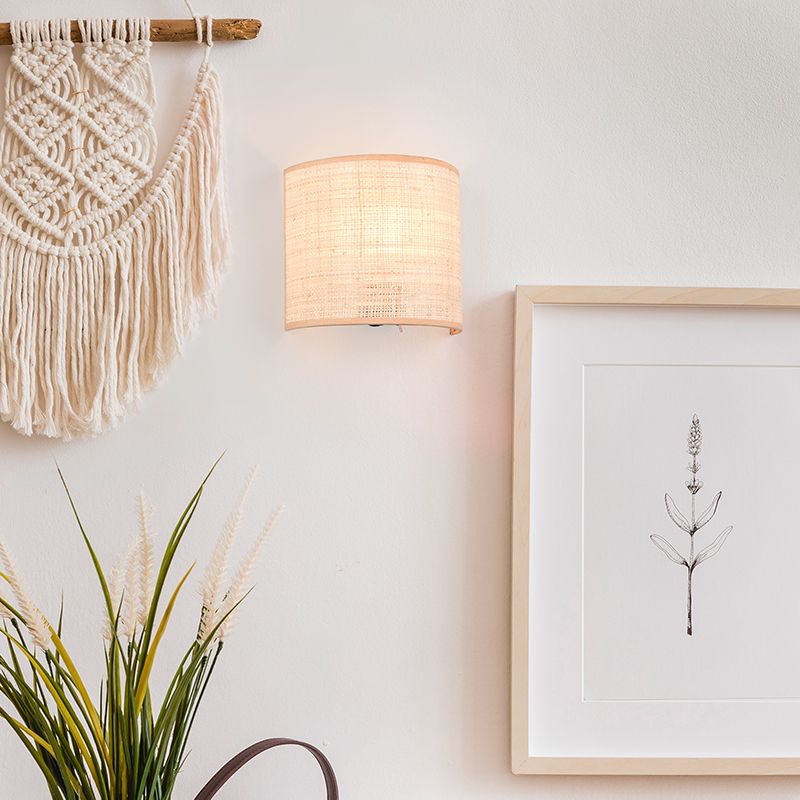 Crème wandlamp landelijk, Peder, met schakelaar