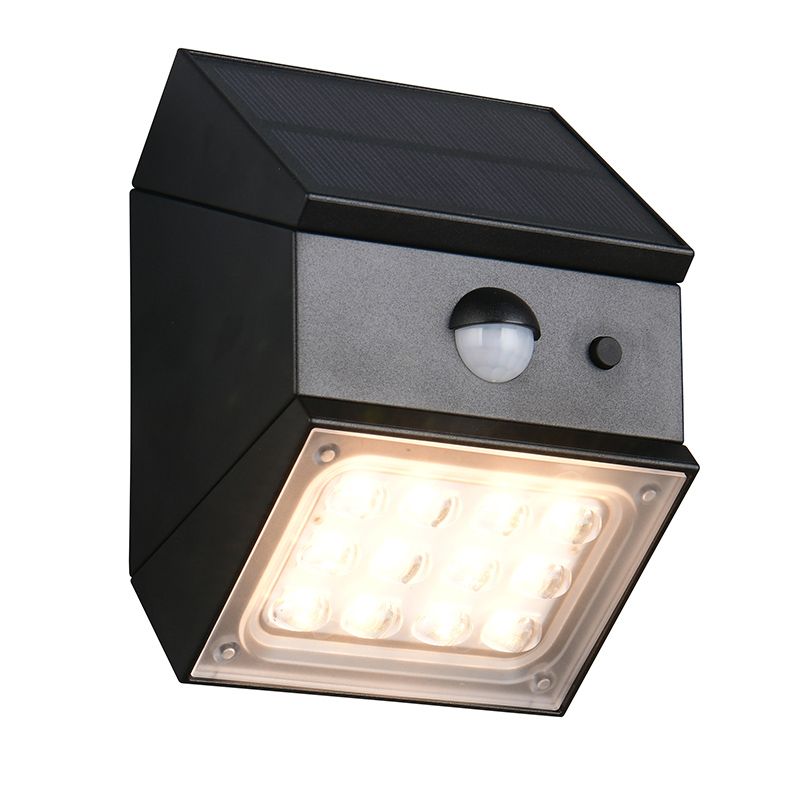 Zwarte buiten wandlamp op zonne-energie modern, Majida, IP65