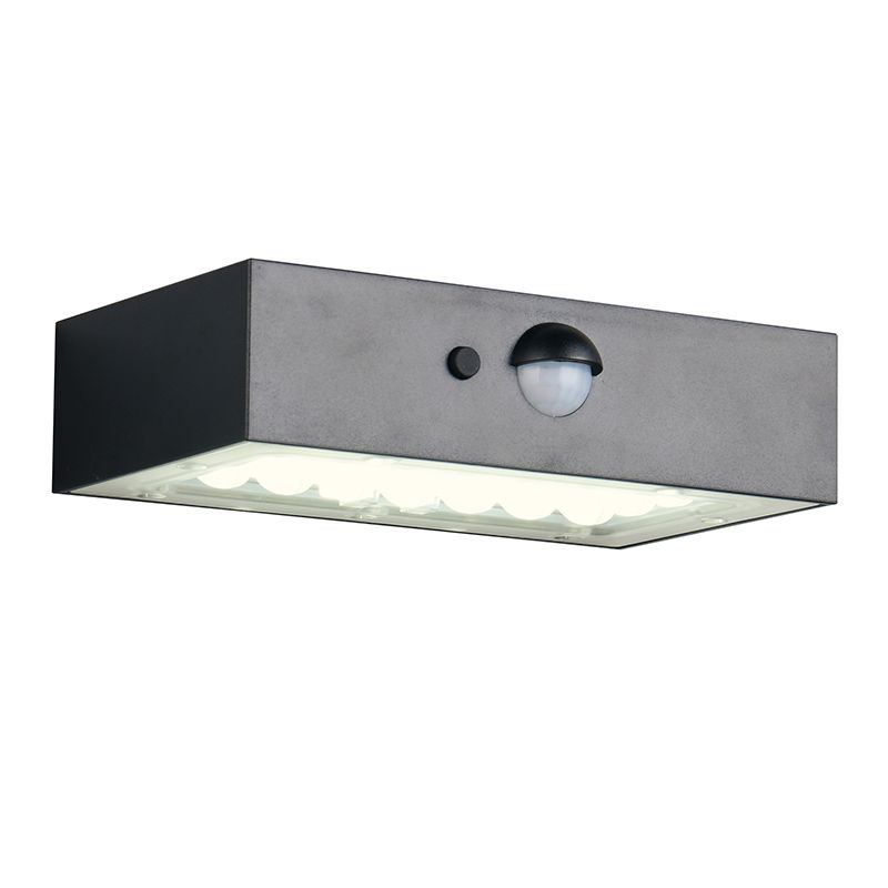 Zwarte buiten wandlamp op zonne-energie modern, Numan, IP65