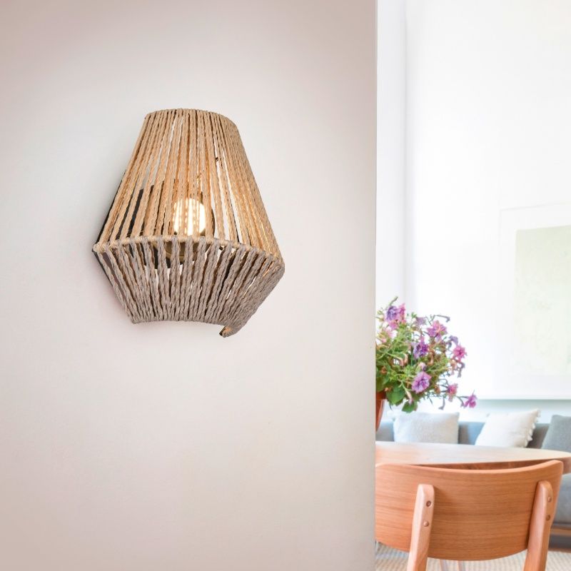 Papieren oplaadbare wandlamp bruin, Isaura, 1,5W, 3000K LED, 3-staps dimbaar