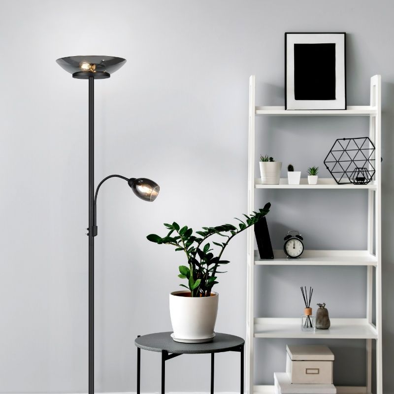 Zwarte vloerlamp modern, Larry, met schakelaar