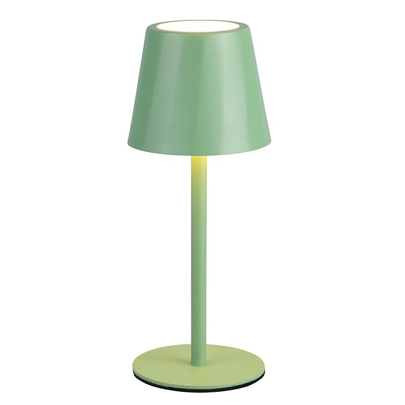 Groene oplaadbare tafellamp metaal, Priya, 1,6W, warm tot koud wit verstelbare LED, 3-staps dimbaar