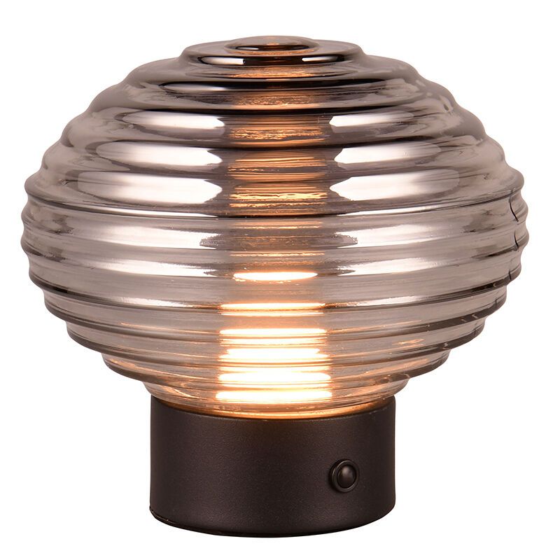 Zwarte oplaadbare tafellamp retro, Walid, 2W, 3000K LED, met touchdimmer Zwarte oplaadbare tafellamp retro, Walid, 2W, 3000K LED, met touchdimmer