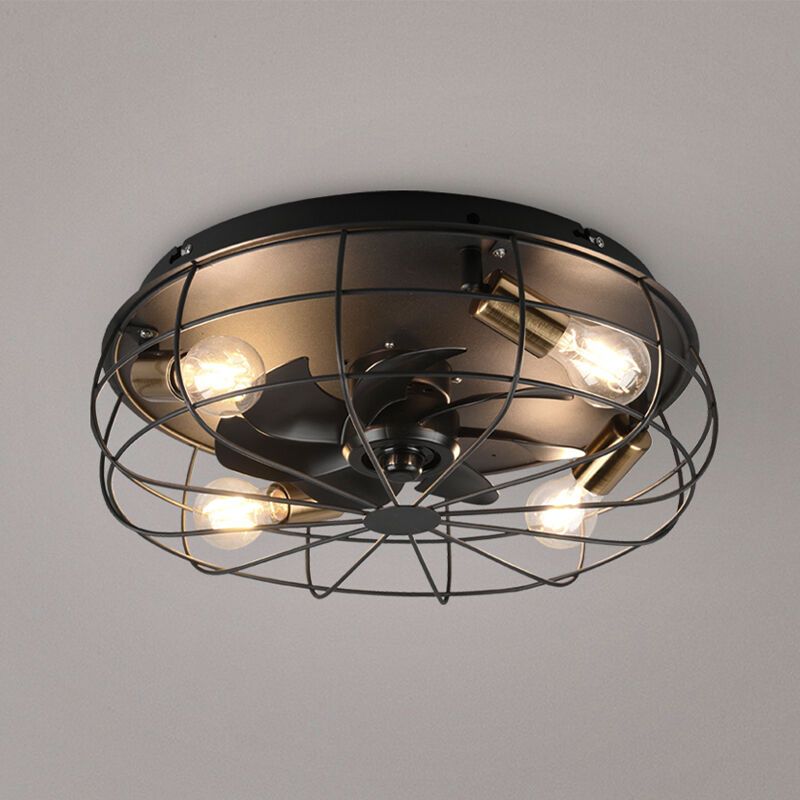 Zwarte plafondventilator Roberto, metaal, modern Zwarte plafondventilator Roberto, metaal, modern