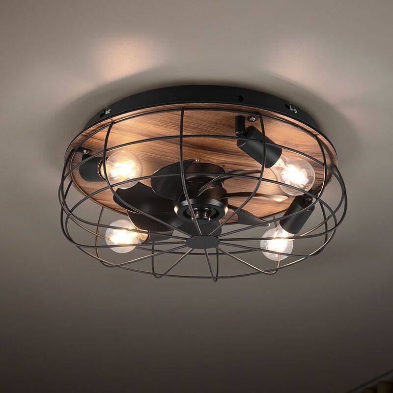 Zwarte plafondventilator Roberto, metaal, modern Zwarte plafondventilator Roberto, metaal, modern