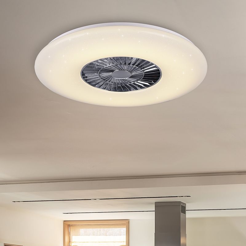 Chromen plafondventilator modern, Damia, 60W, warm tot koud wit verstelbare LED, met afstandsbediening