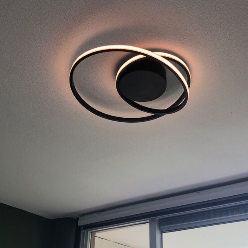 Zwarte plafonniere Sassandra, metaal, modern, 22 watt