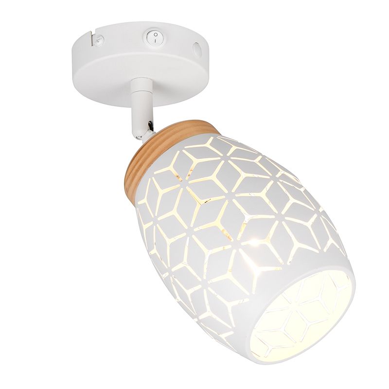 Witte wandspot modern, Delana, met schakelaar
