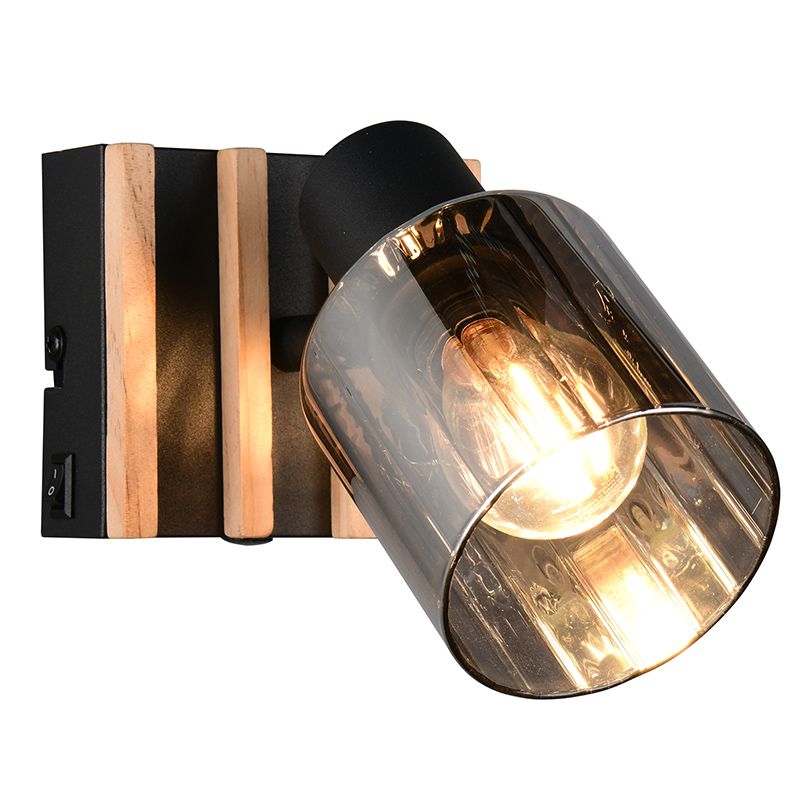 Zwarte wandspot modern, Steije, met schakelaar