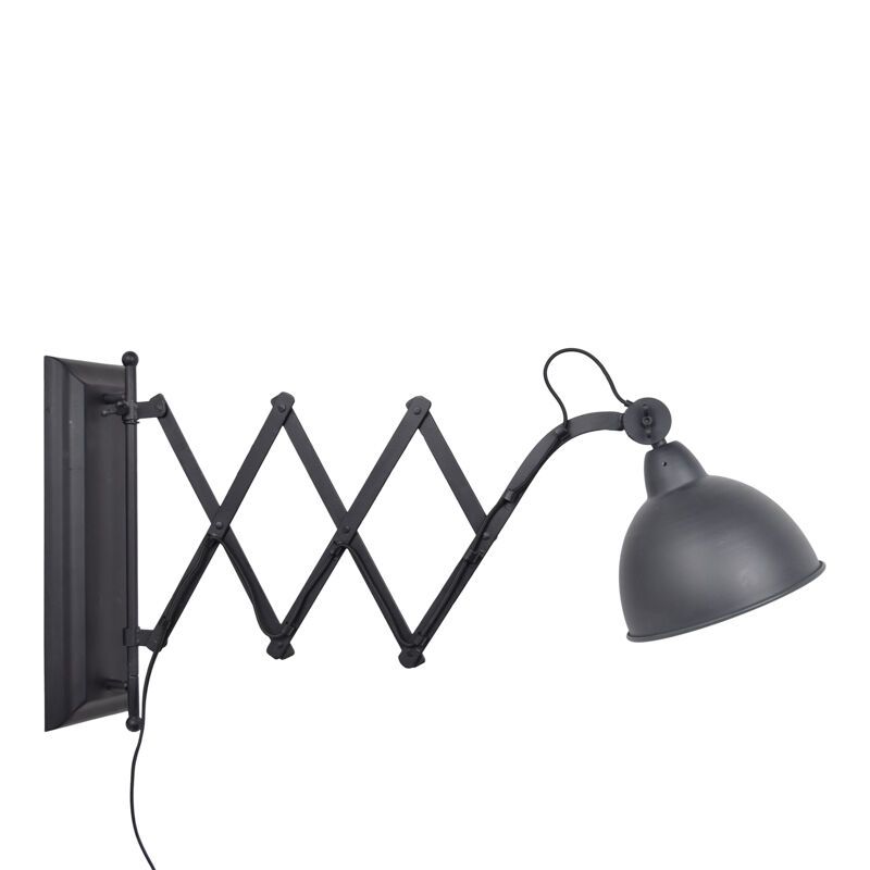 Industriële wandlamp Borani, zwart, rond Industriële wandlamp Borani, zwart, rond