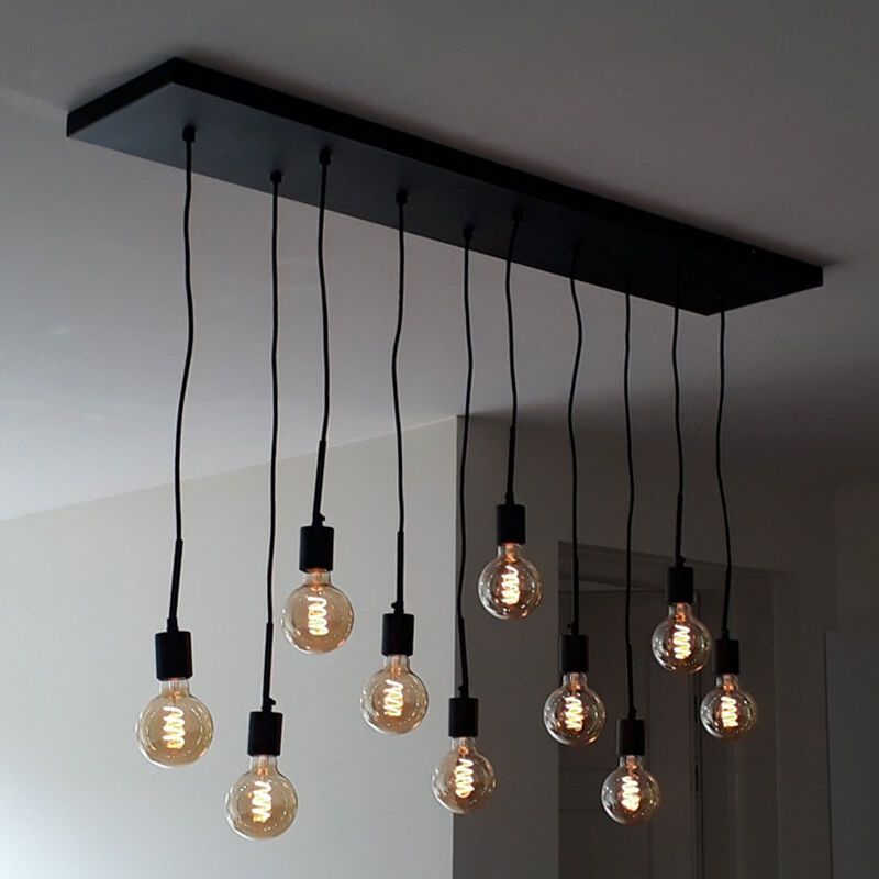 Industriële hanglamp Bolb, zwart, langwerpig