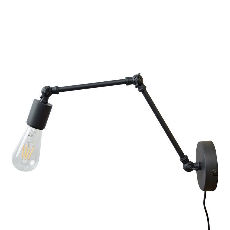 Knikbare wandlamp Orloni, Vintage zwart