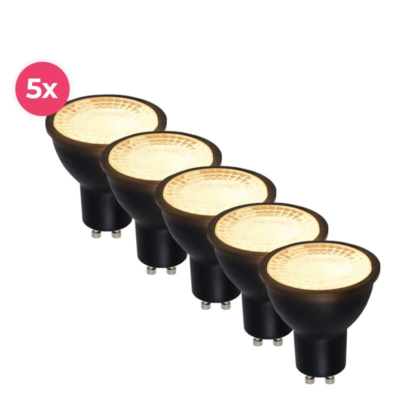 5-pack Zwarte dimbare GU10 LED spot Antonie, 5 Watt, 2700K (Warm wit) 5-pack Zwarte dimbare GU10 LED spot Antonie, 5 Watt, 2700K (Warm wit)