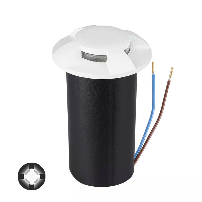 Witte grondspot Marcus (4 stralen), kunststof, IP67, 1W, 6500K