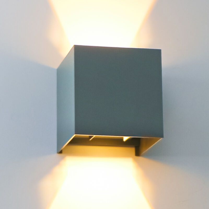 Grijze up-down wandlamp Dion, 6w, warm wit, lichtstraal instelbaar, IP65