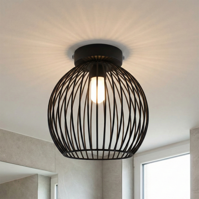 Industriële badkamer plafondlamp zwart, Wiro, IP44 Industriële badkamer plafondlamp zwart, Wiro, IP44